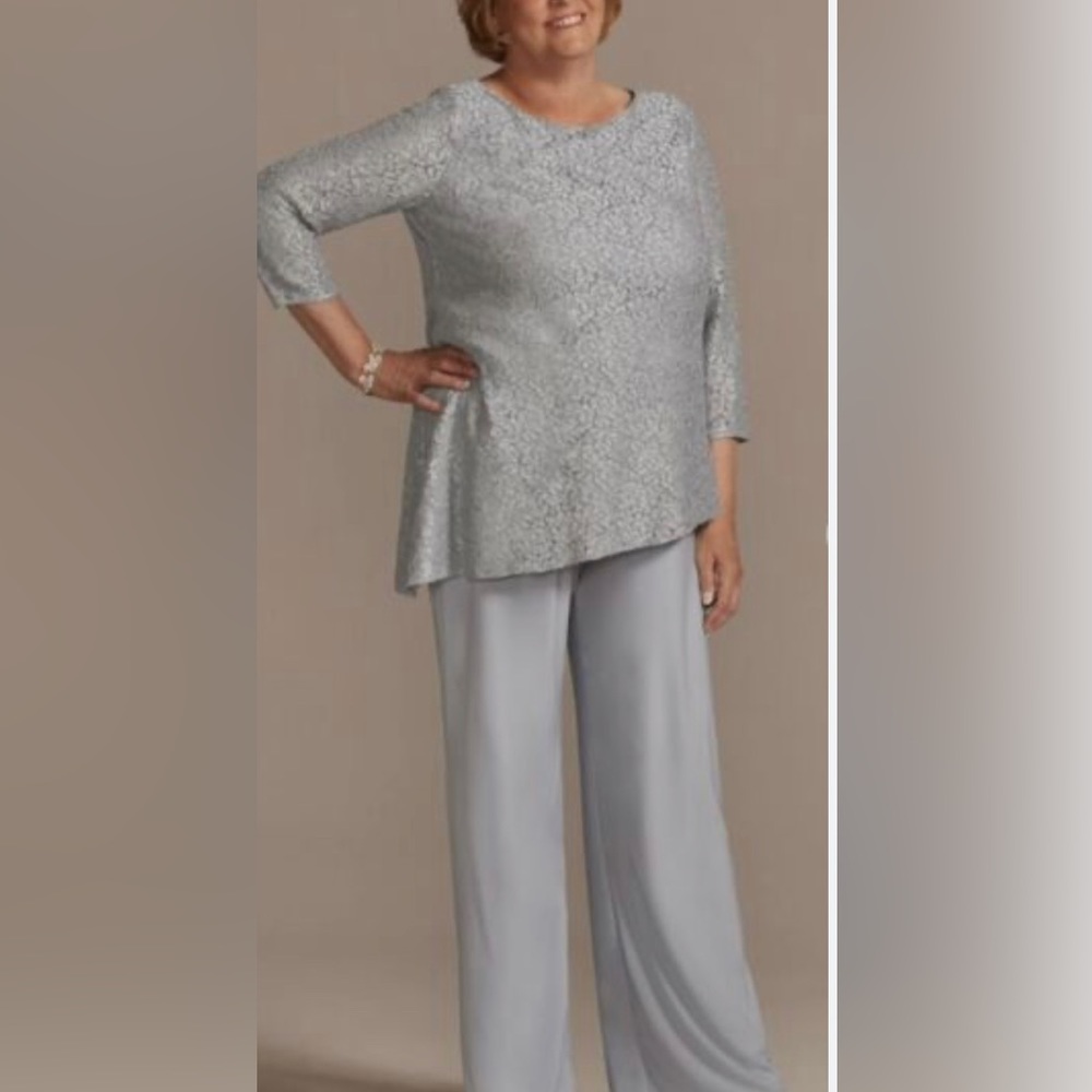 Oleg Cassini Silver Blouse